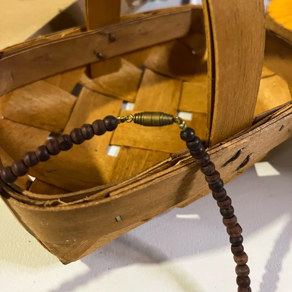 Two Beaded necklaces, clay / wood, hippy, boho SET OF 2